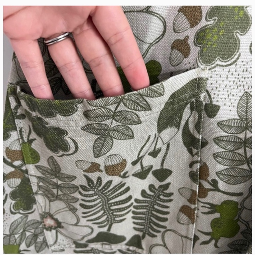 Gudrun Sjoden Linen Blend Green Mushroom Print Sleeveless VNeck Dress Women's M - Picture 3 of 10